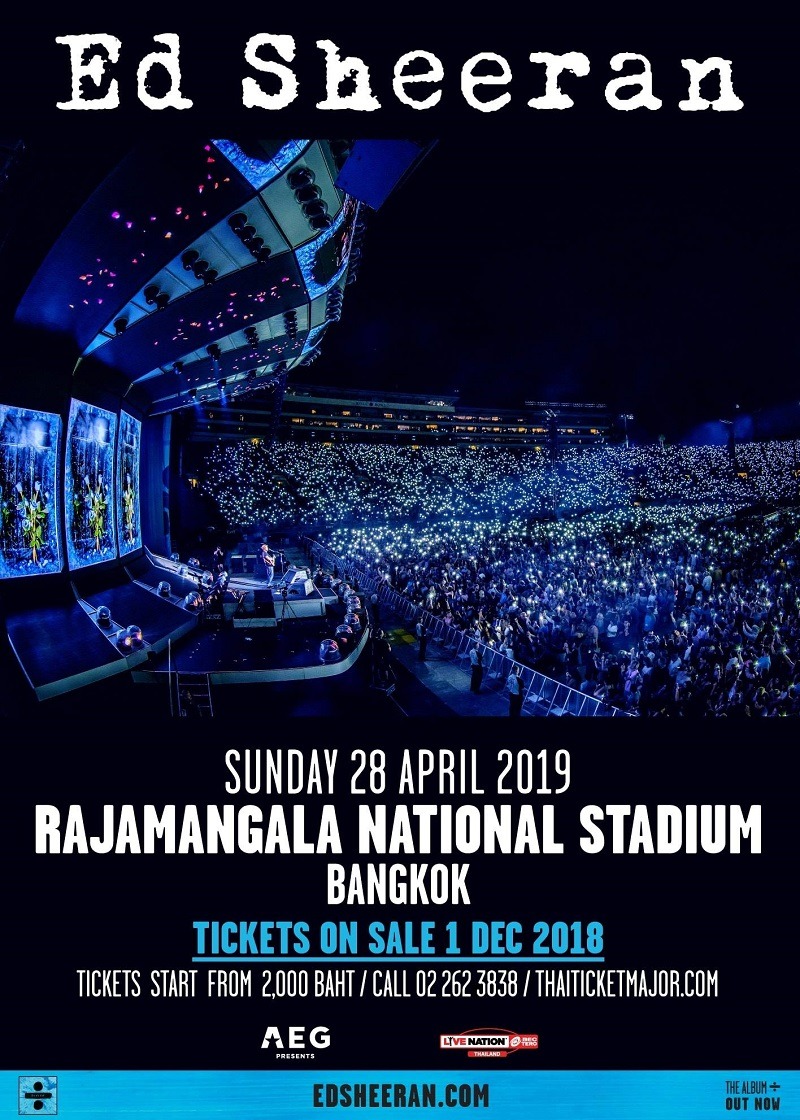 Ed Sheeran ประกาศมาไทยอีก 28 เม.ย. 2019 เปิดการแสดงที่ราชมังฯ 2 Ed Sheeran rajamangala national stadium bangkok