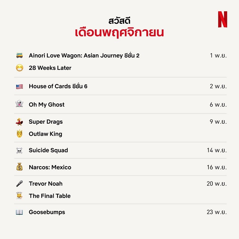 Netflix เดือน พฤศจิกายน