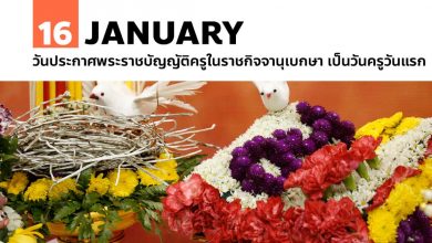 16 มกราคม ประกาศพระราชบัญญัติครูในราชกิจจานุเบกษาเป็น วันครู