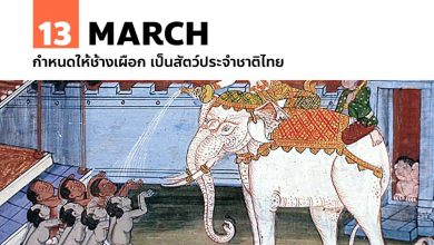 13 มีนาคม กำหนดให้ช้างเผือก เป็นสัตว์ประจำชาติไทย