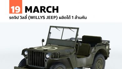 19 มีนาคม รถจิป วิลลี่ (Willys Jeep) ผลิตได้ 1 ล้านคัน