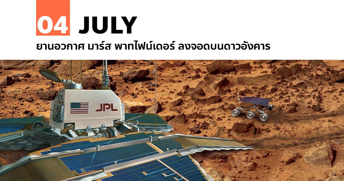 4 กรกฎาคม ยานอวกาศ มาร์ส พาทไฟน์เดอร์ ลงจอดบนดาวอังคาร #1 4 กรกฎาคม ยานอวกาศ มาร์ส พาทไฟน์เดอร์ ลงจอดบนดาวอังคาร