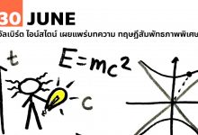 30 มิถุนายน อัลเบิร์ต ไอน์สไตน์ เผยแพร่บทความ ทฤษฎีสัมพัทธภาพพิเศษ