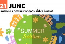 21 มิถุนายน วันครีษมายัน กลางวันยาวที่สุด 13 ชั่วโมง ในรอบปี