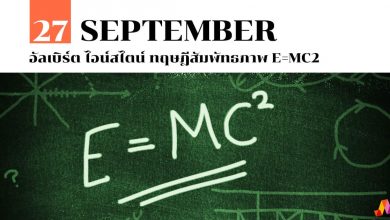 27 กันยายน อัลเบิร์ต ไอน์สไตน์ ทฤษฎีสัมพัทธภาพ E=mc2