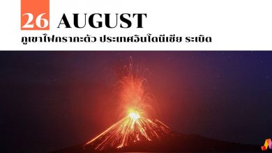 26 สิงหาคม ภูเขาไฟกรากะตัว ประเทศอินโดนีเซีย ระเบิด
