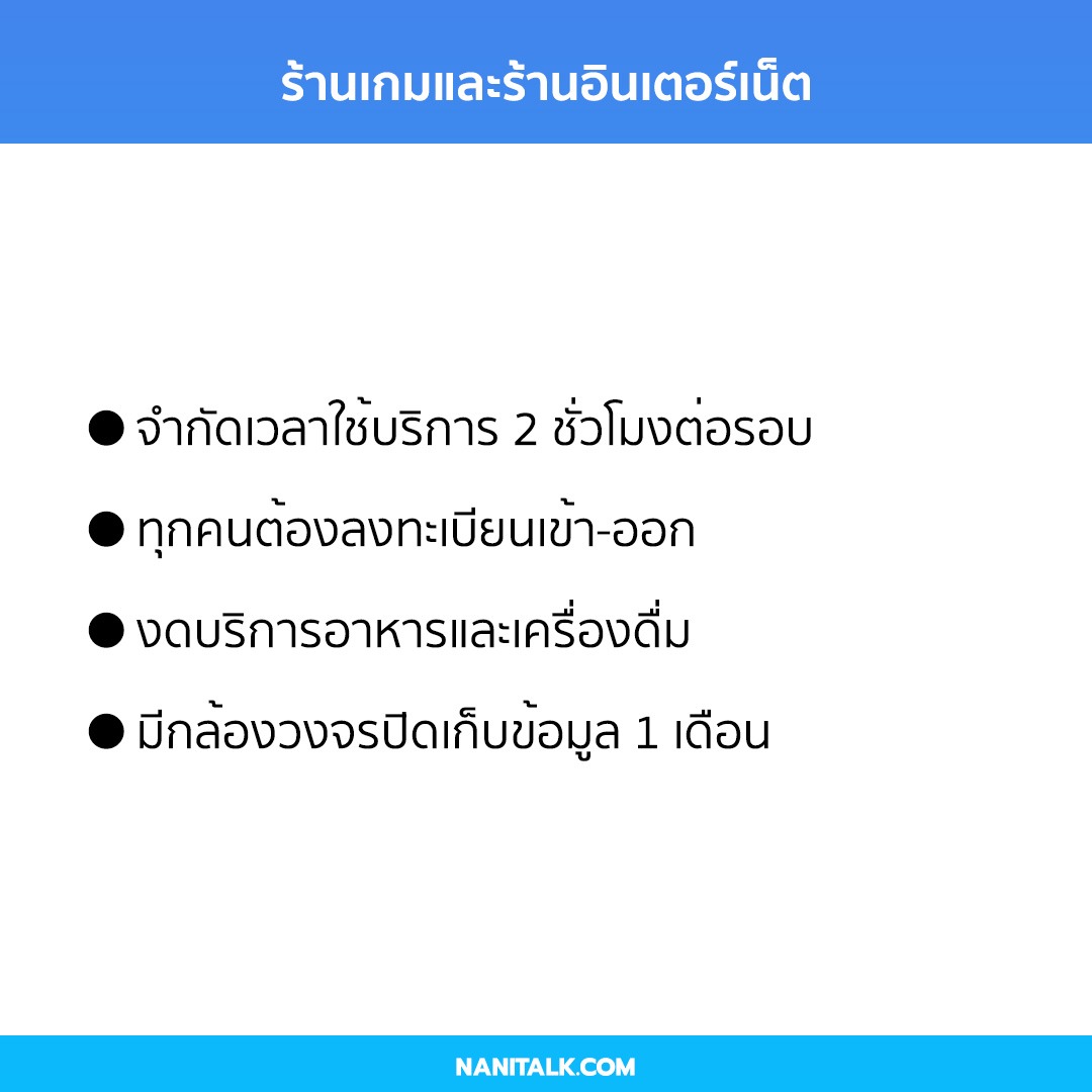 ผ่อนคลายมาตรการระยะ 5 ร้านเกมและร้านอินเตอร์เน็ต