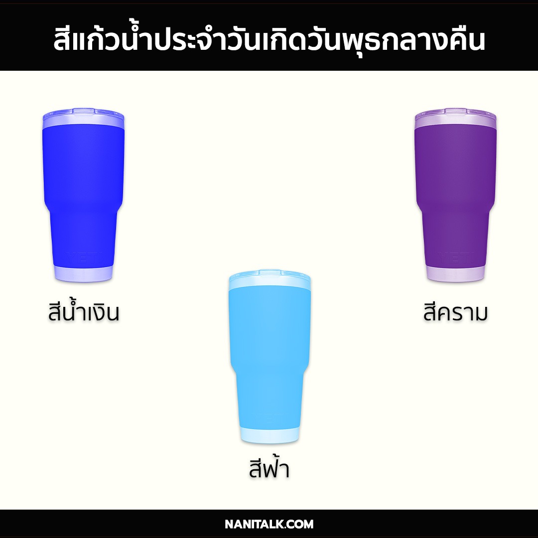 สีแก้วน้ำถูกโฉลกประจําวันพุธกลางคืน