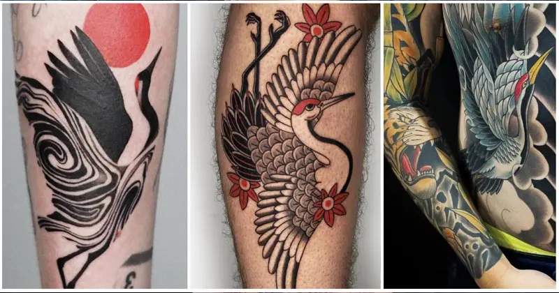 ลายสักญี่ปุ่นสวย ๆ ลาย นกกระเรียน Crane Tattoos