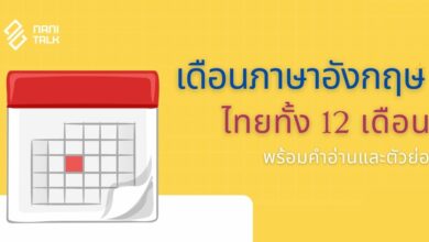 เดือนภาษาอังกฤษและไทยทั้ง 12 เดือน พร้อมคำอ่านและตัวย่อ