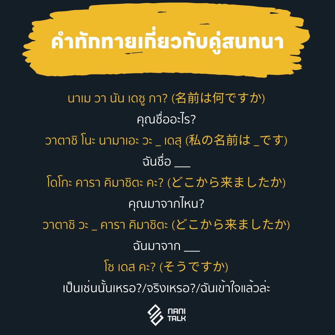 คำทักทายเกี่ยวกับคู่สนทนา