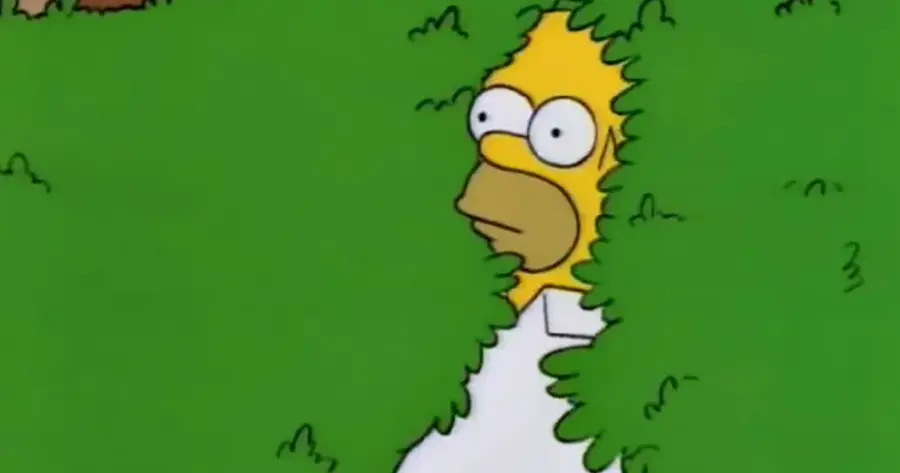 มีมตลก ๆ Homer backs into a bush