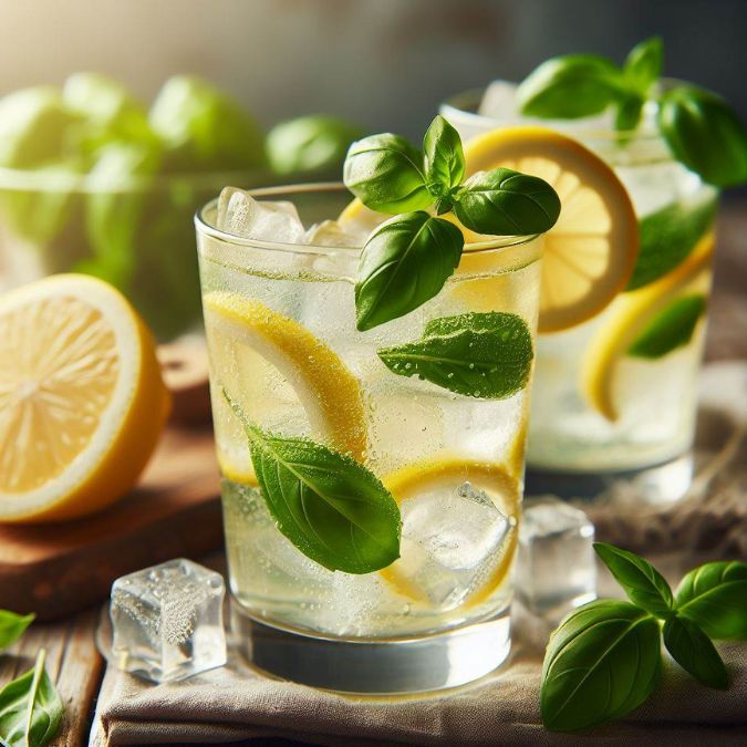 สูตรอิตาเลี่ยนโซดาเมนู Lemon Basil Italian Soda