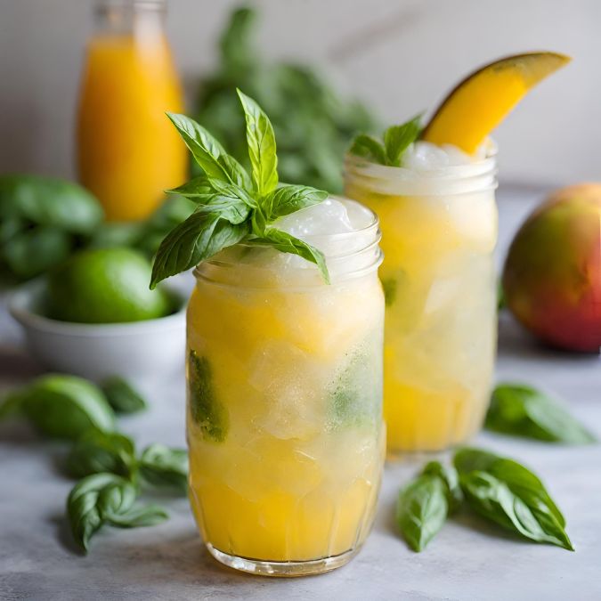 สูตรอิตาเลี่ยนโซดาเมนู Mango Basil Italian Soda