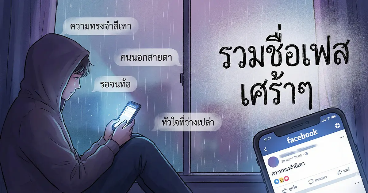 ชื่อเฟสเศร้าๆ เหงาๆ เคล้าน้ำตา อัปเดตใหม่ %thyear% / %currentyear%