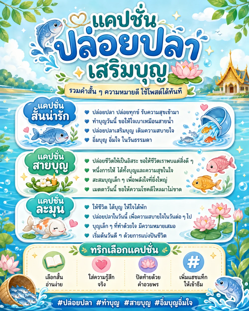 ไอเดียแคปชั่นปล่อยปลา 2569