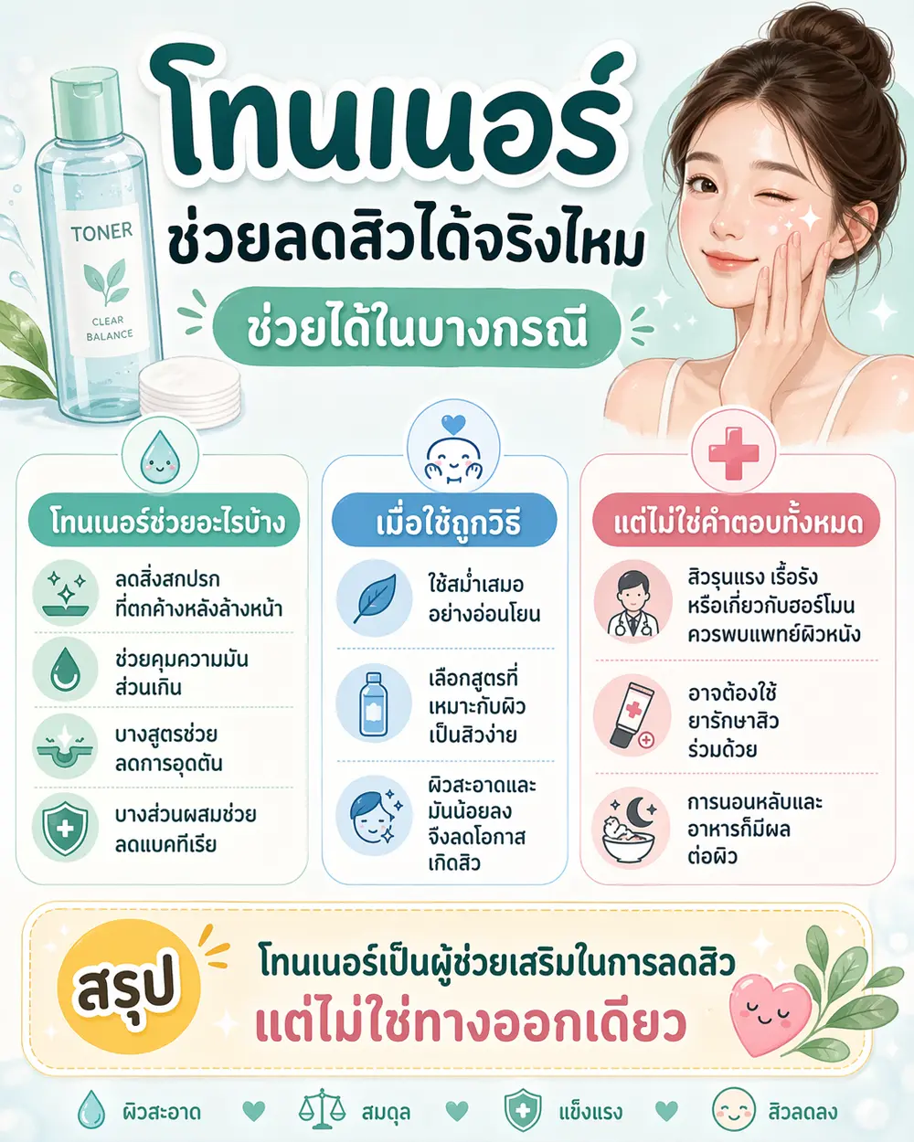โทนเนอร์ช่วยลดสิวได้จริงไหม