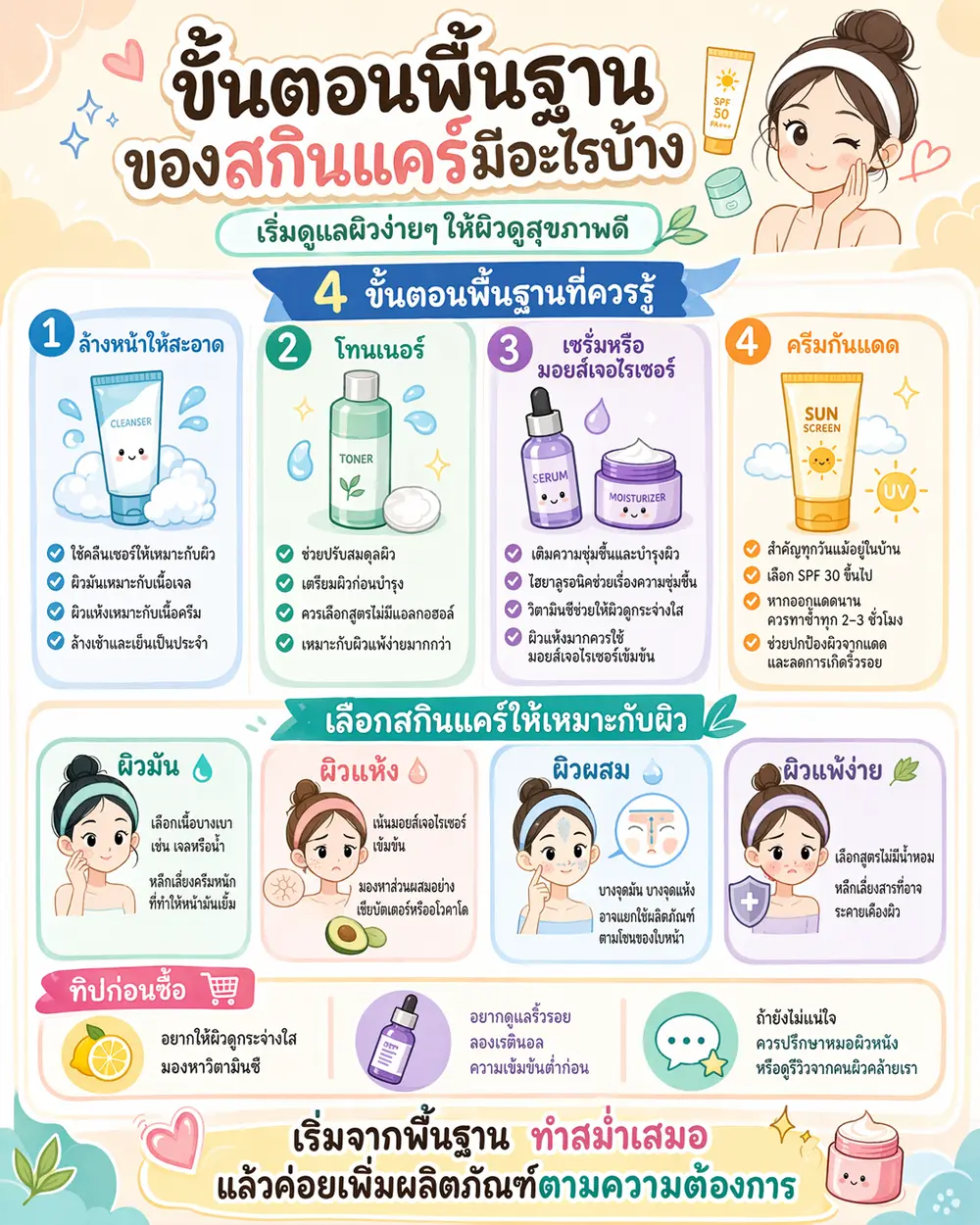 ขั้นตอนพื้นฐานของสกินแคร์มีอะไรบ้าง?