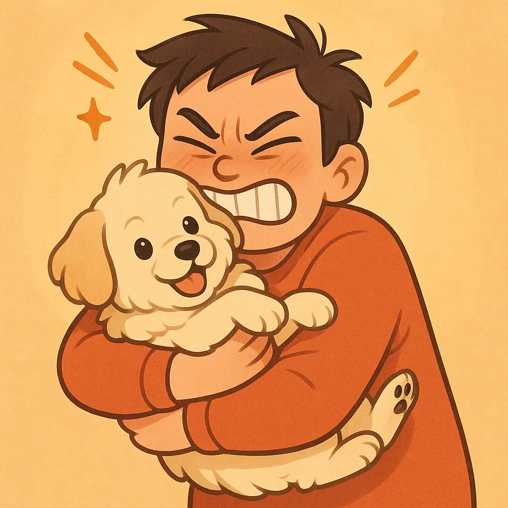 cute aggression puppy hug