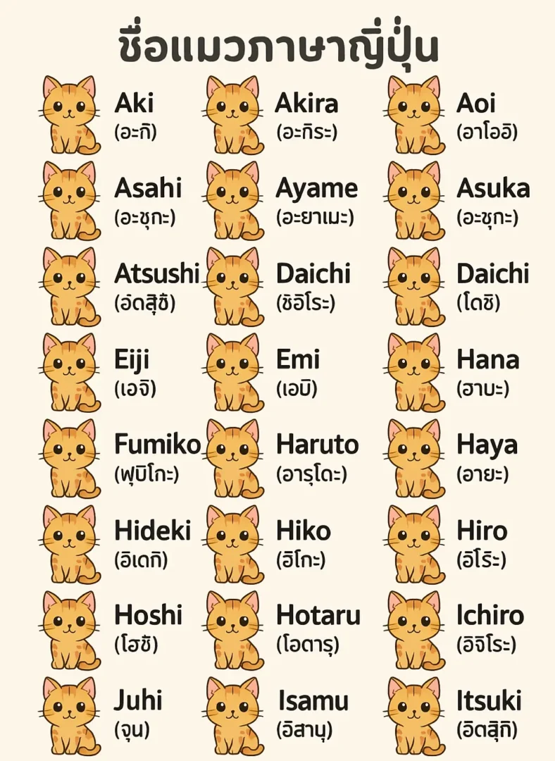รายชื่อแมวภาษาญี่ปุ่น