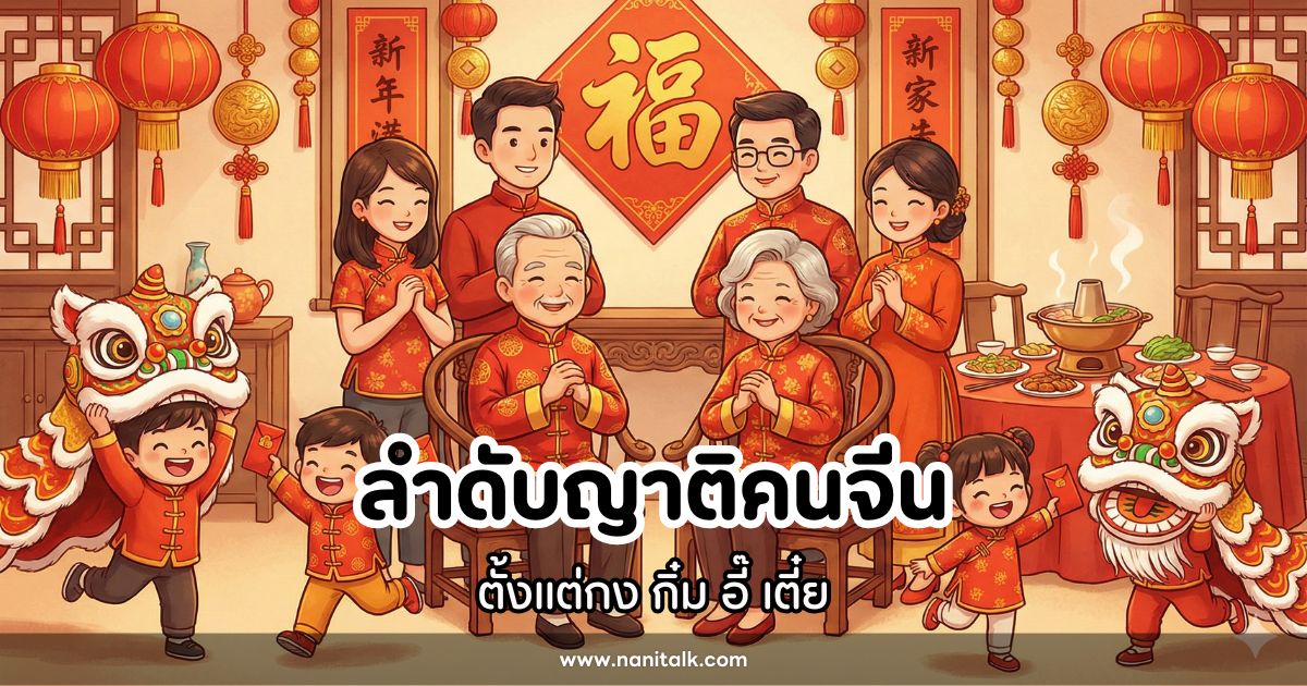 วิธีเรียกลำดับญาติคนจีนแบบแต้จิ๋ว ตั้งแต่กง กิ๋ม อี๊ เตี๋ย