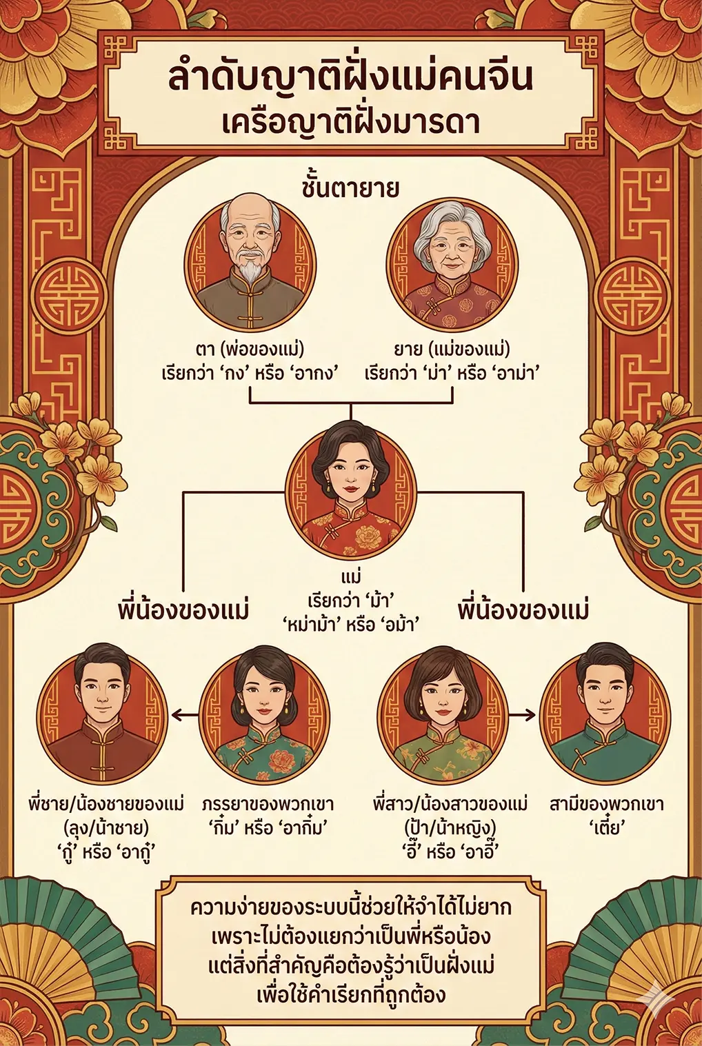 ลำดับญาติฝั่งแม่ เครือญาติฝั่งมารดา