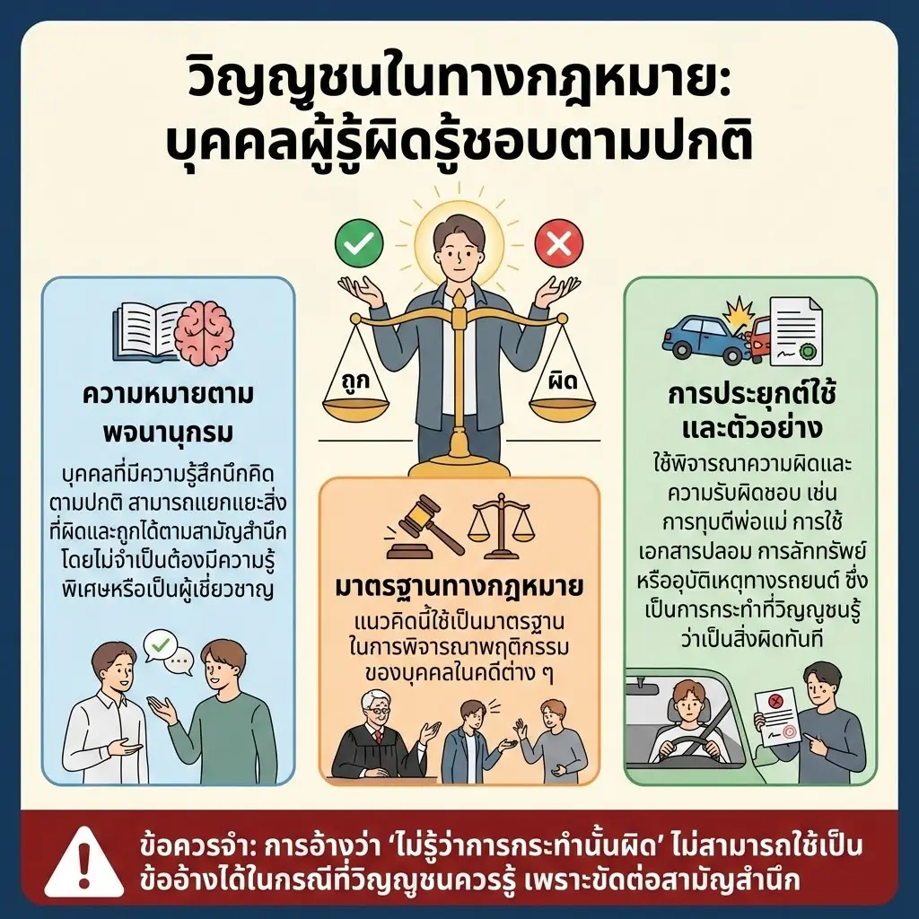 วิญญูชนในทางกฎหมาย บุคคลผู้รู้ผิดรู้ชอบตามปกติ