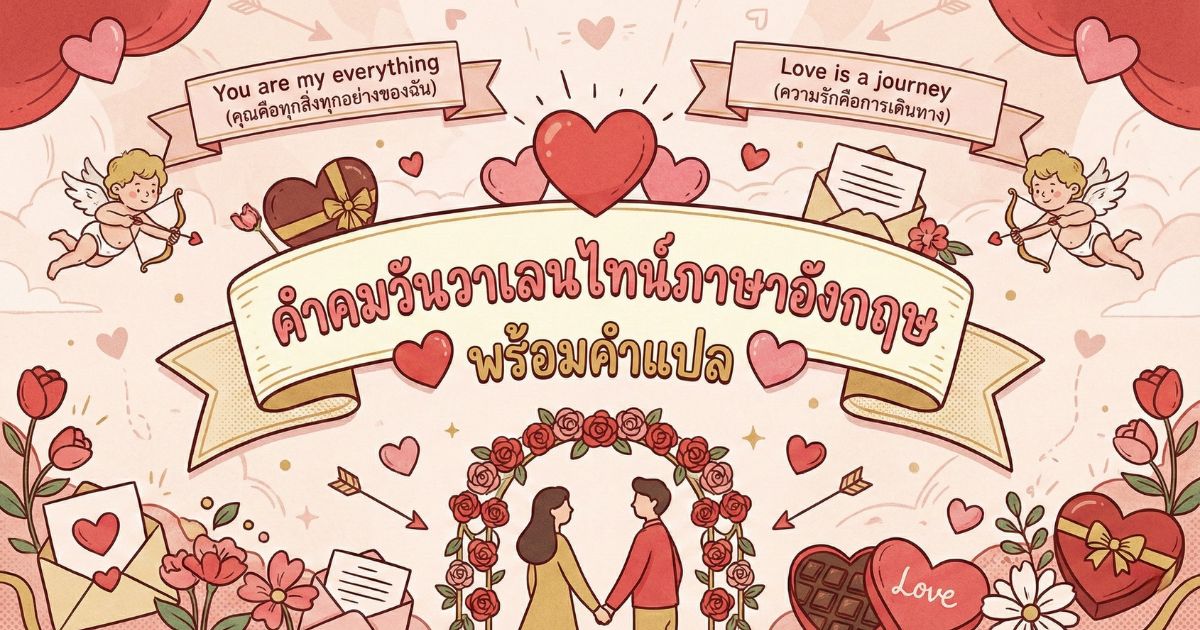 100 คำคมวันวาเลนไทน์ภาษาอังกฤษ พร้อมคำแปล %thyear% / %currentyear% โดนใจคนมีรัก