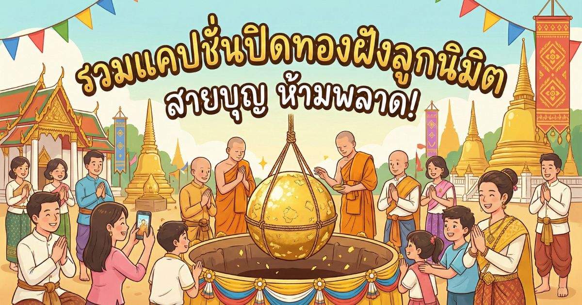 200 แคปชั่นปิดทองฝังลูกนิมิต %thyear% / %currentyear% โพสต์บุญให้ปัง