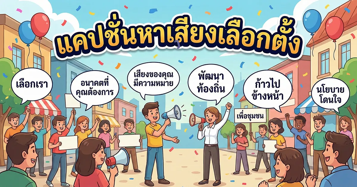 200 แคปชั่นหาเสียงเลือกตั้ง %thyear% / %currentyear% สร้างสรรค์โดนใจผู้มีสิทธิเลือกตั้ง