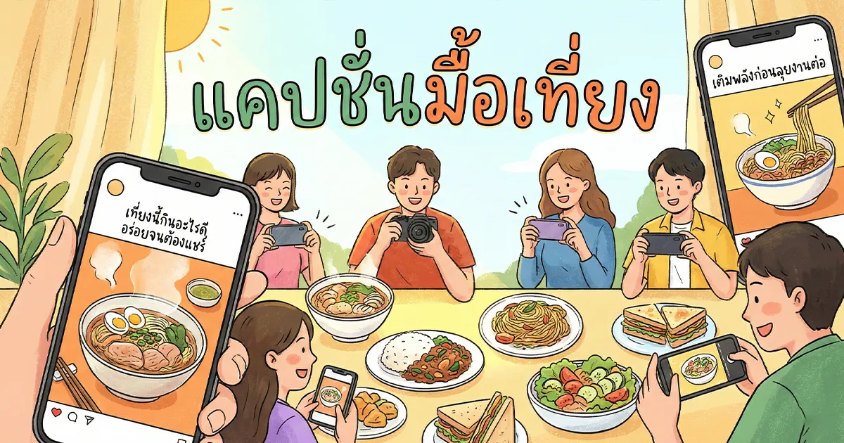 200 แคปชั่นมื้อเที่ยง %thyear% / %currentyear% โพสต์รูปอาหารกลางวันให้ปัง