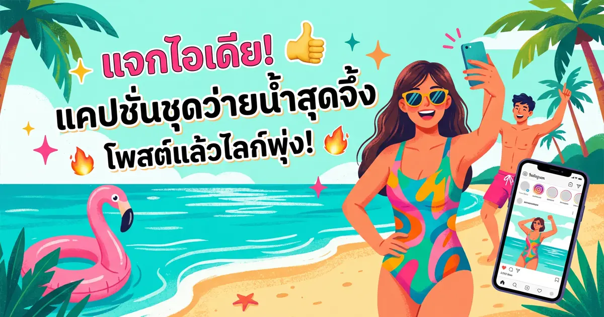 100 แคปชั่นชุดว่ายน้ำ %thyear% เซ็กซี่ น่ารัก คม โพสต์ปัง