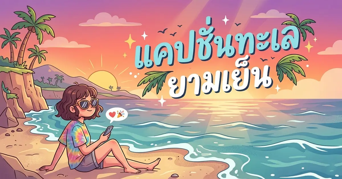 100 แคปชั่นทะเลยามเย็น %thyear% โพสต์ปังรับแสงสีทอง