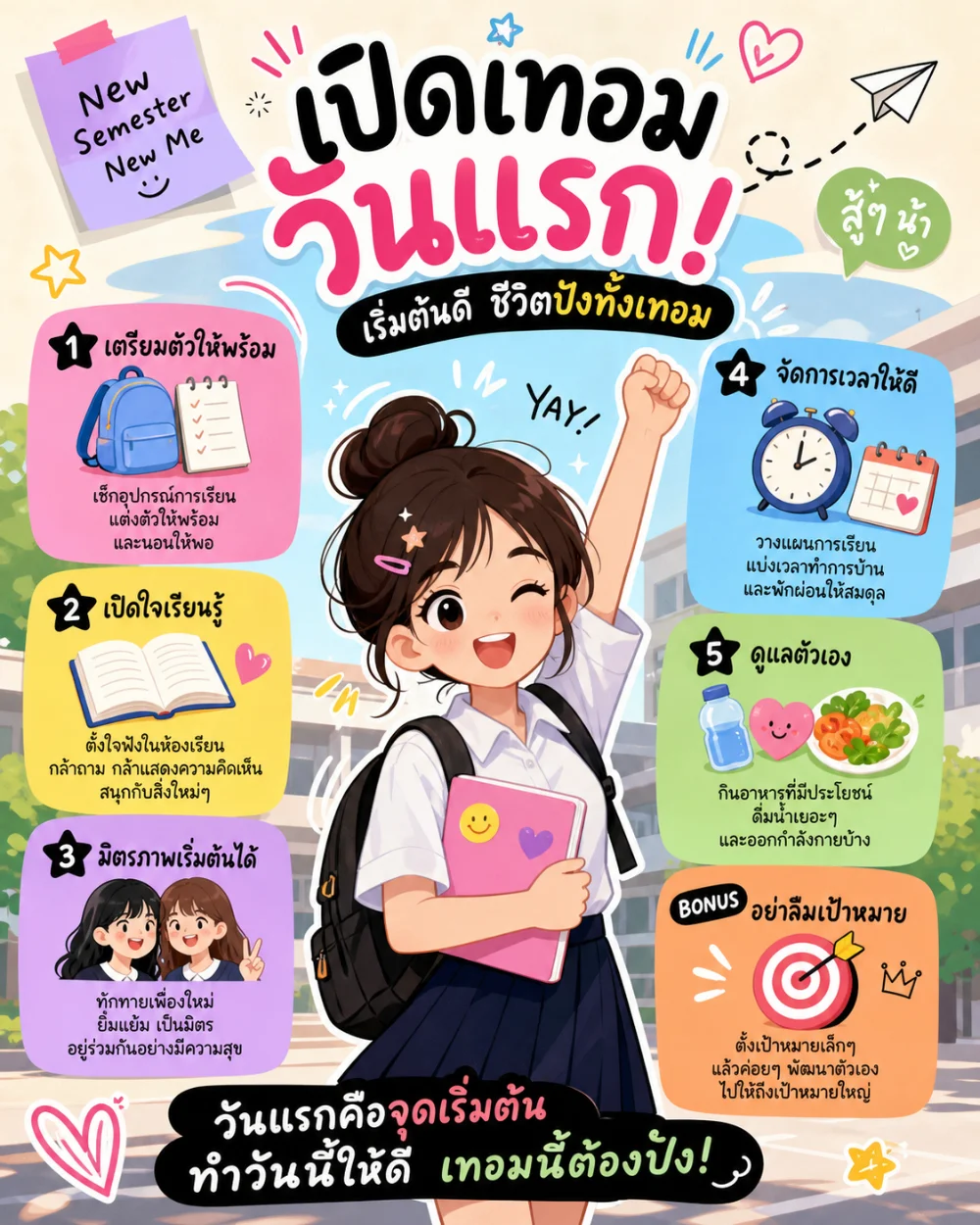 แคปชั่นเปิดเทอมสั้น ๆ โพสต์ได้ทุกแพลตฟอร์ม