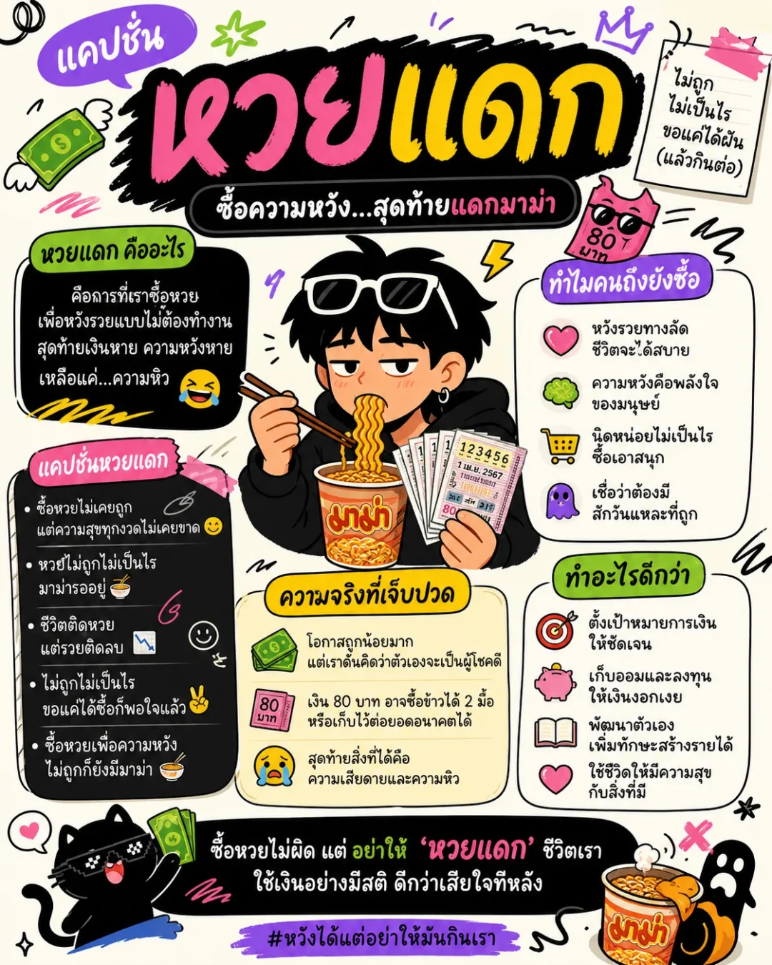 แคปชั่นหวยแดก