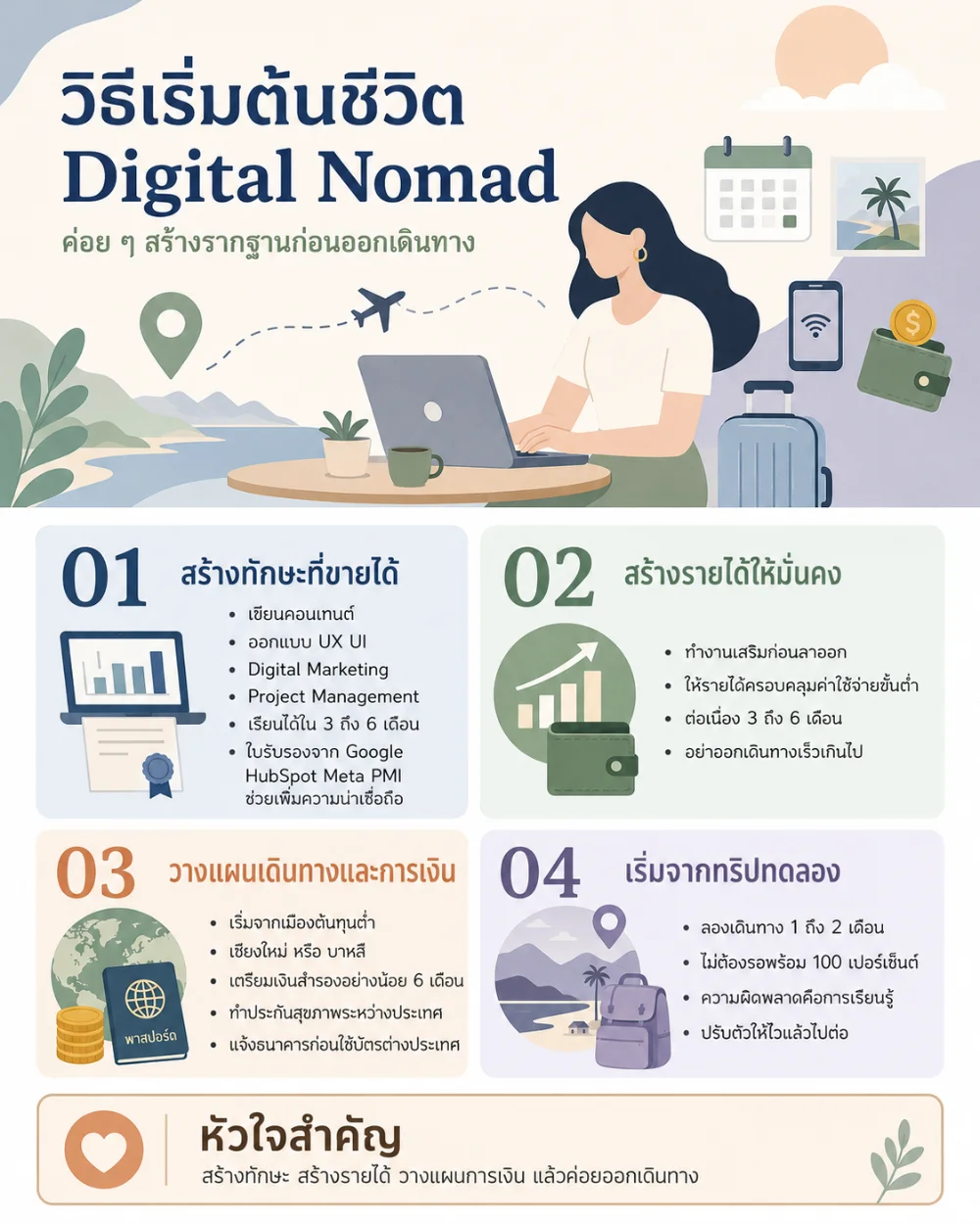 วิธีเริ่มต้นชีวิต Digital Nomad