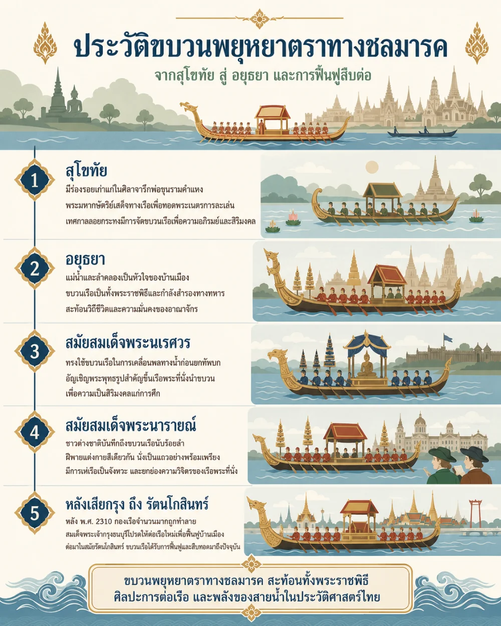 ประวัติขบวนพยุหยาตราทางชลมารค ตั้งแต่สุโขทัยถึงอยุธยา