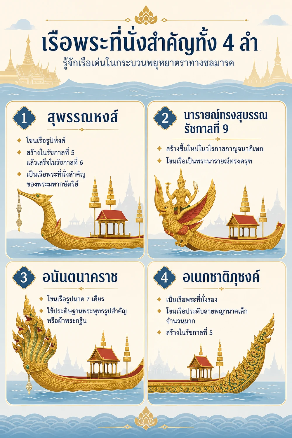 เรือพระที่นั่งสำคัญทั้ง 4 ลำ