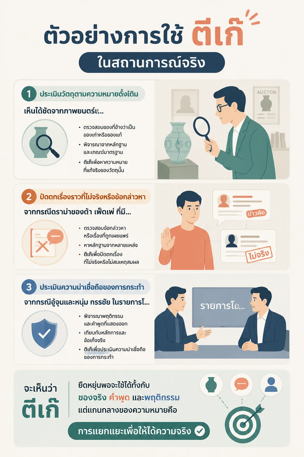 ตัวอย่างการใช้ ตีเก๊ ในสถานการณ์จริง