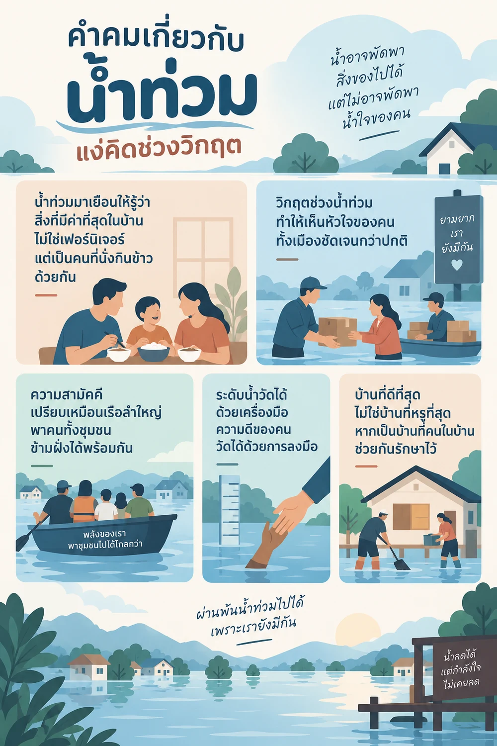 คำคมเกี่ยวกับน้ำท่วม แง่คิดช่วงวิกฤต