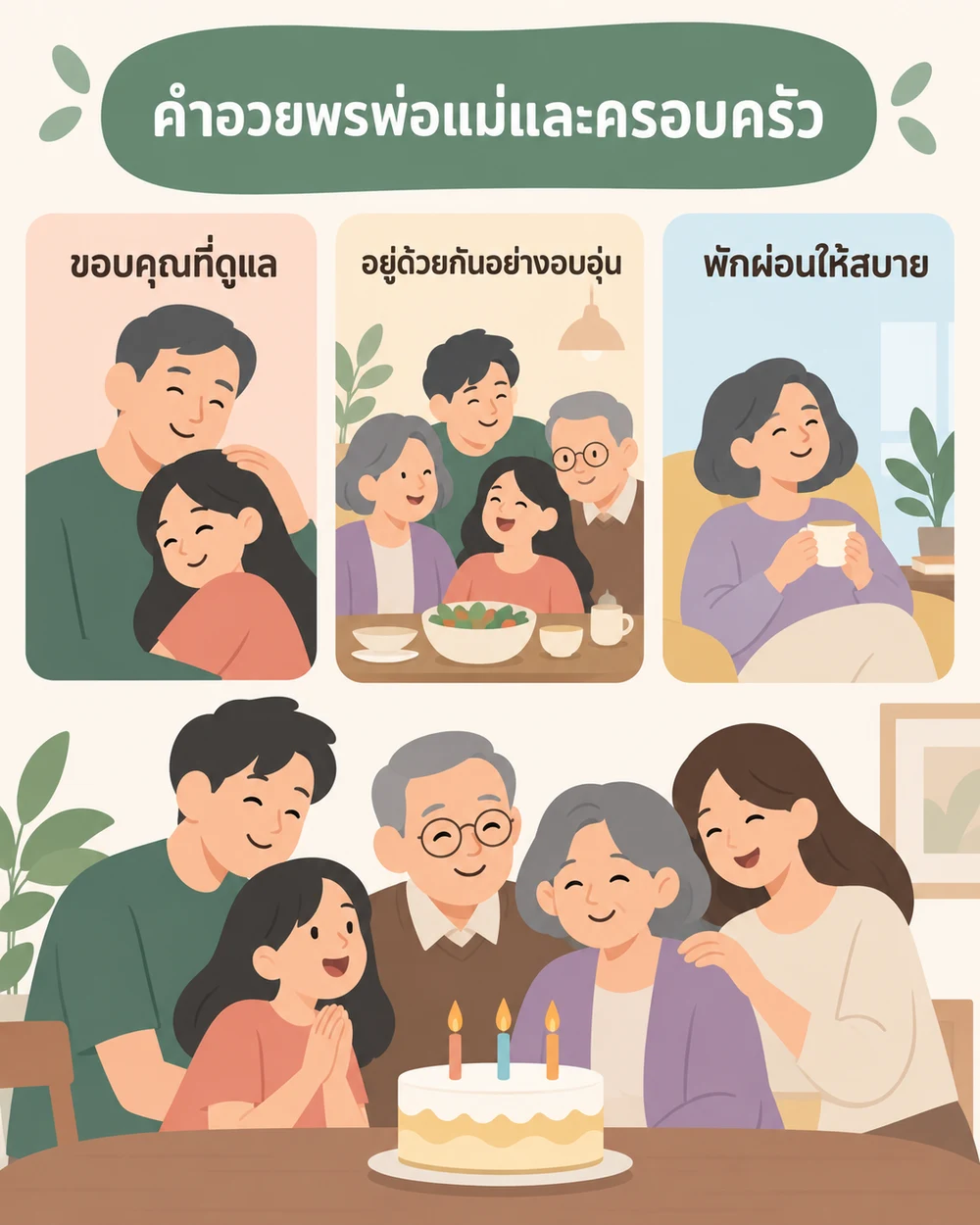 คำอวยพรวันเกิดพ่อ แม่ และผู้ใหญ่ในครอบครัว