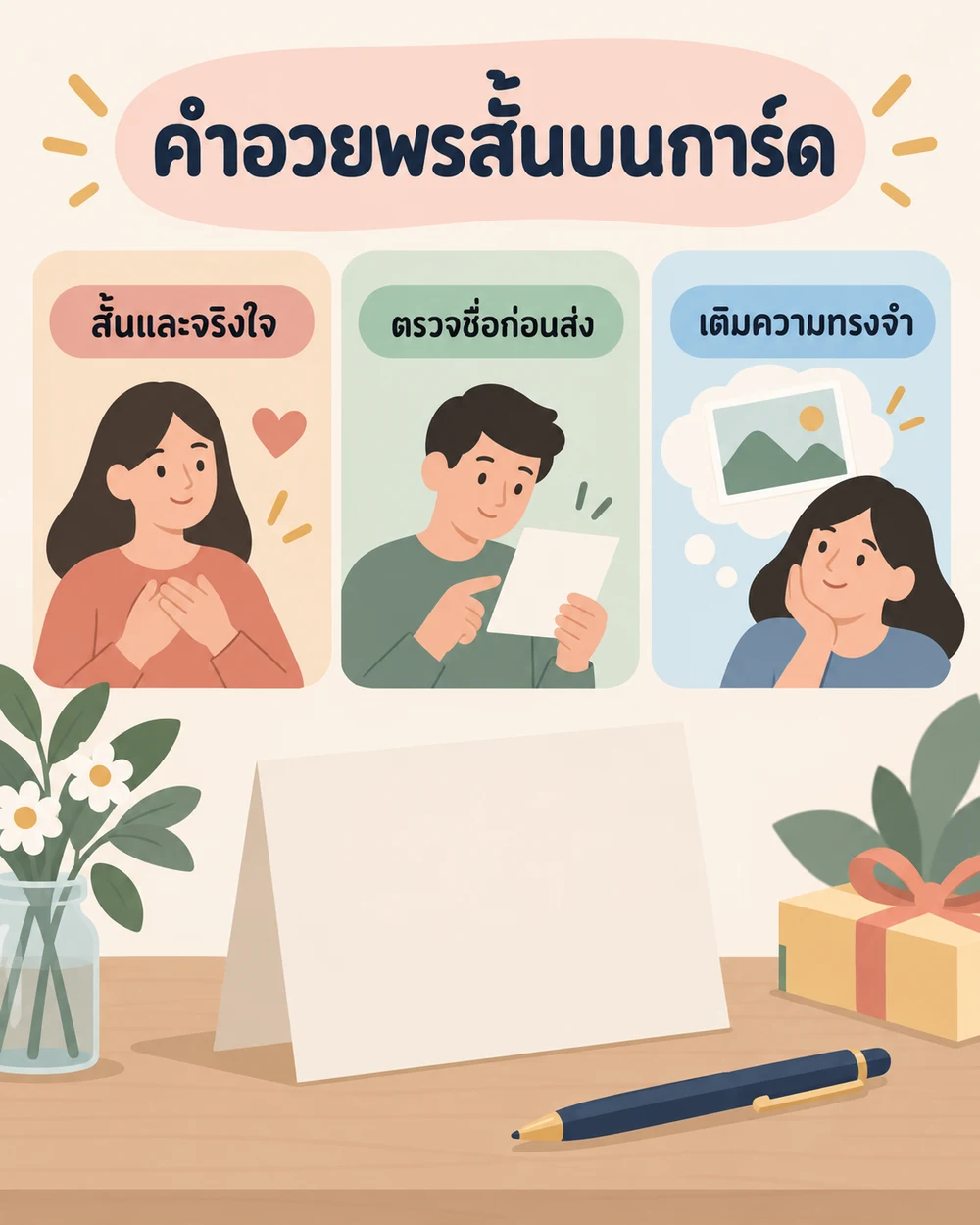 คำอวยพรสั้น ๆ สำหรับการ์ดและข้อความ