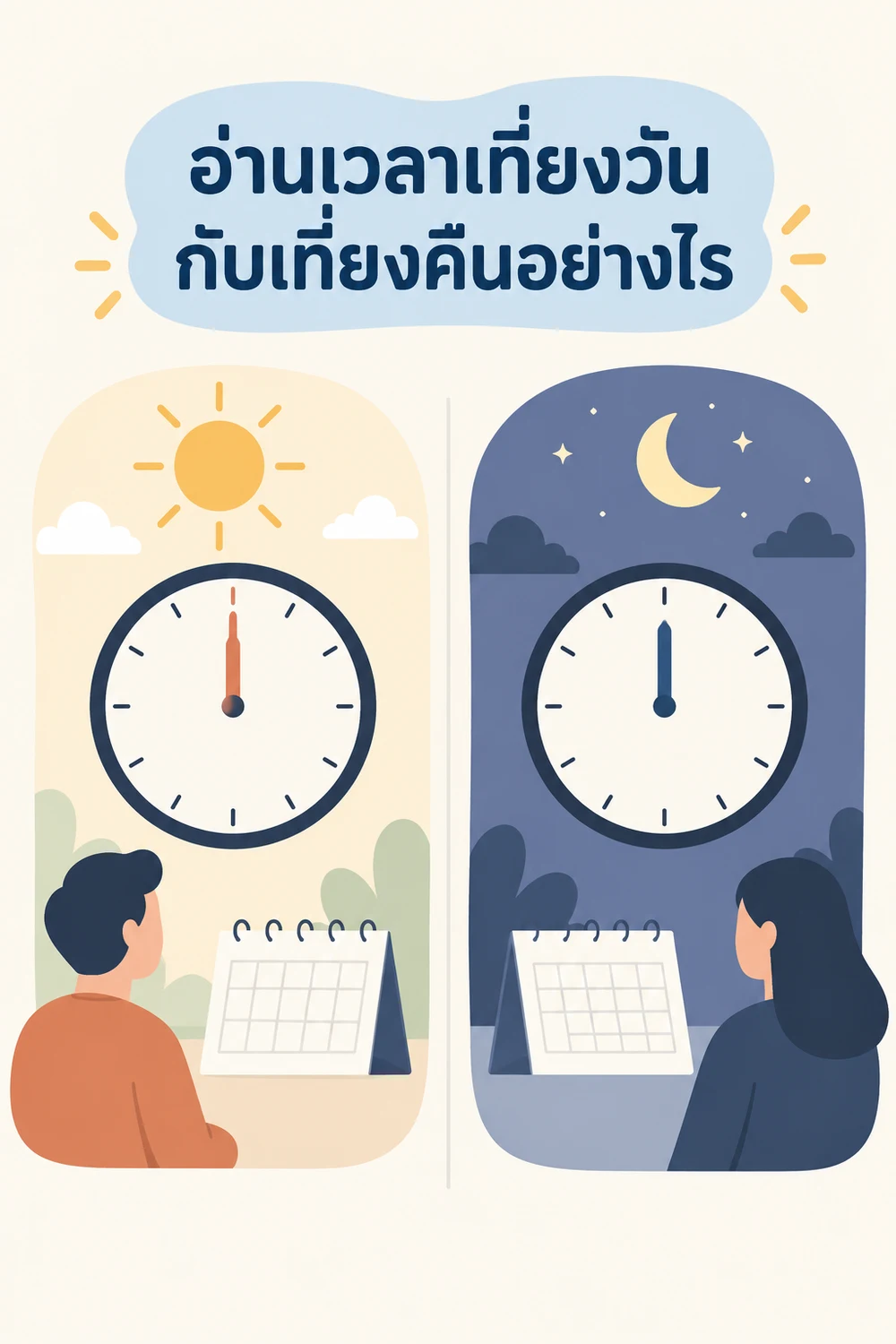 อ่านเวลาเที่ยงวันกับเที่ยงคืนอย่างไร