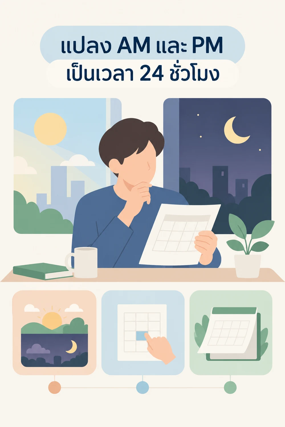 แปลง AM และ PM เป็นเวลา 24 ชั่วโมง