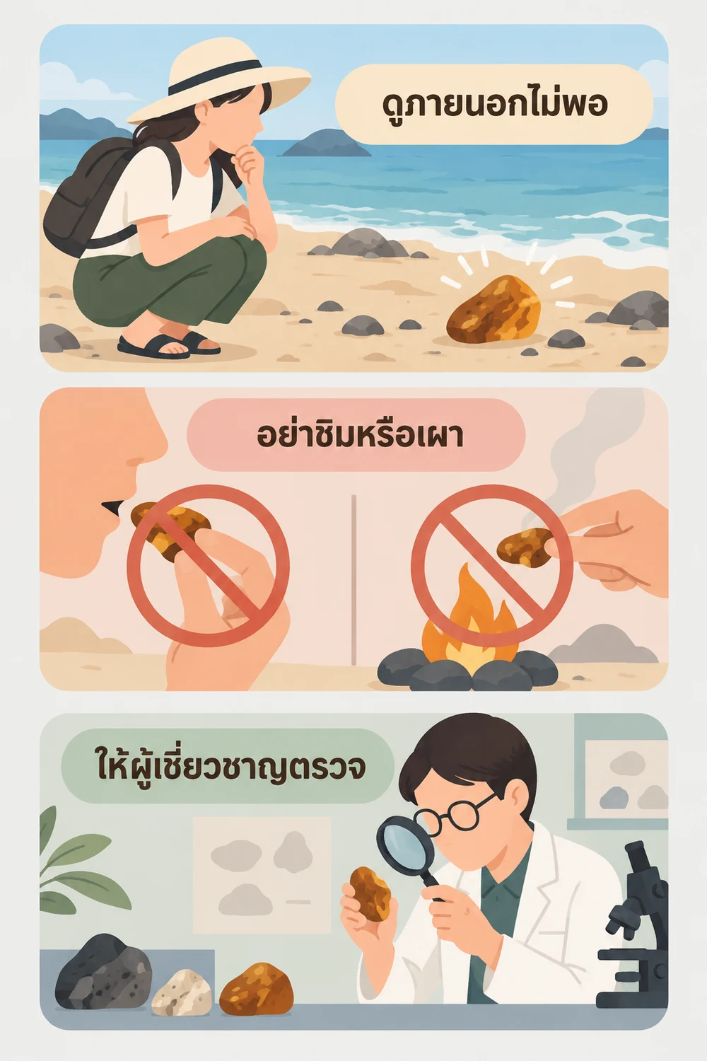 ก้อนที่พบบนชายหาดใช่อำพันทะเลหรือไม่