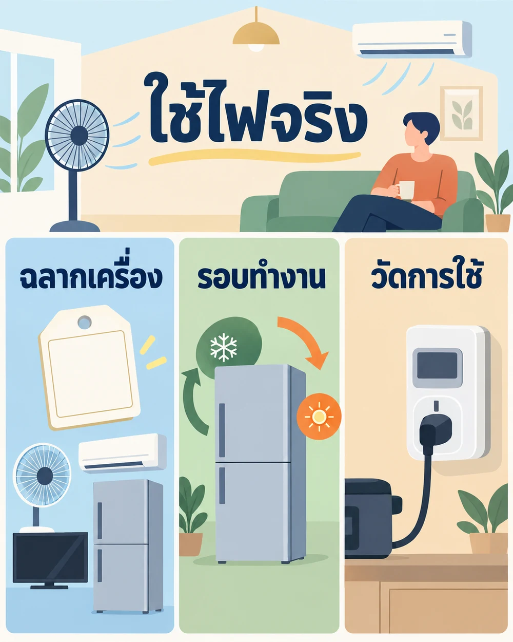 ตัวเลขบนฉลากกับการใช้ไฟจริงต่างกันได้
