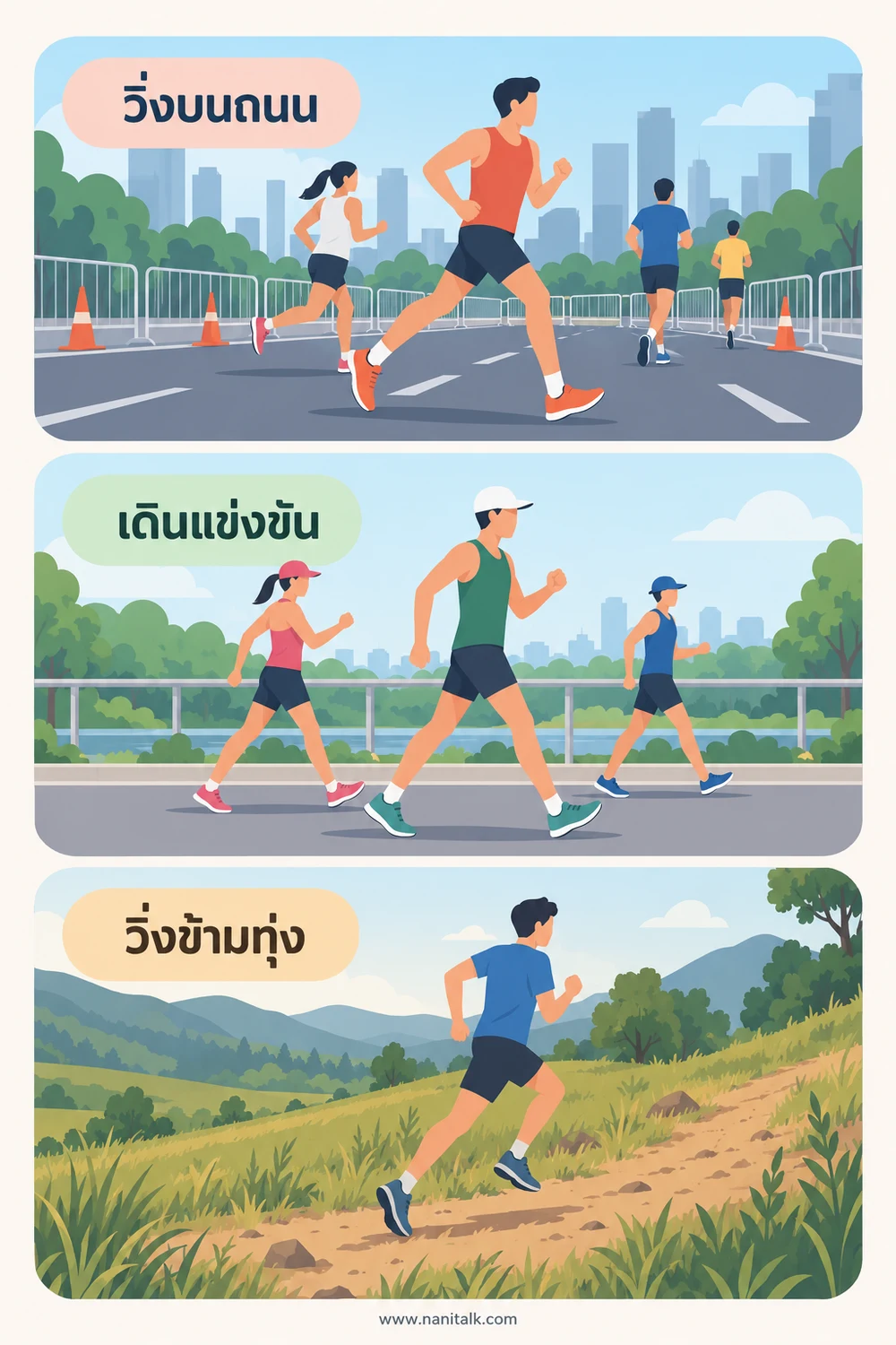กรีฑาบนถนน เดิน และวิ่งข้ามทุ่งนับอย่างไร