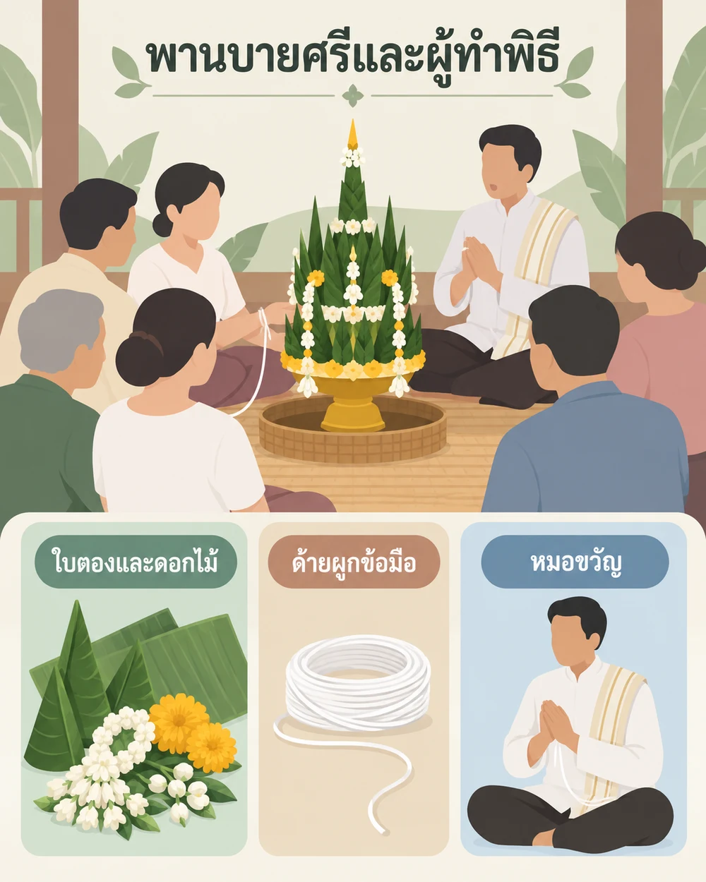 พานบายศรีและผู้ทำพิธีมีอะไรบ้าง