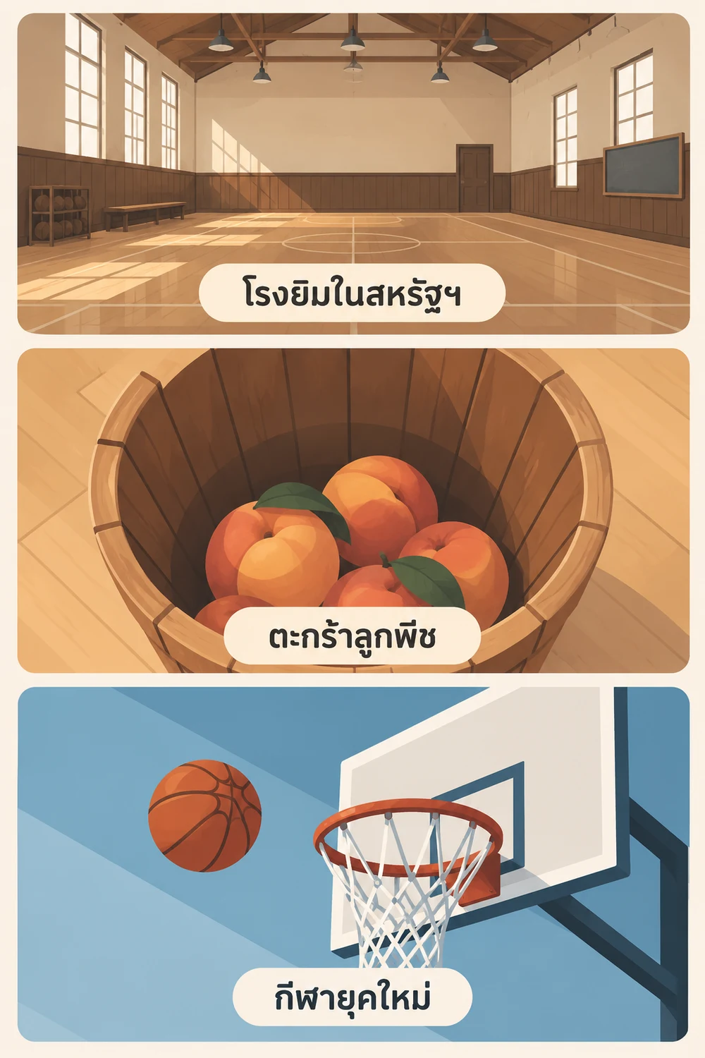 บาสเกตบอลเริ่มต้นที่ไหน และเปลี่ยนจากเกมแรกอย่างไร