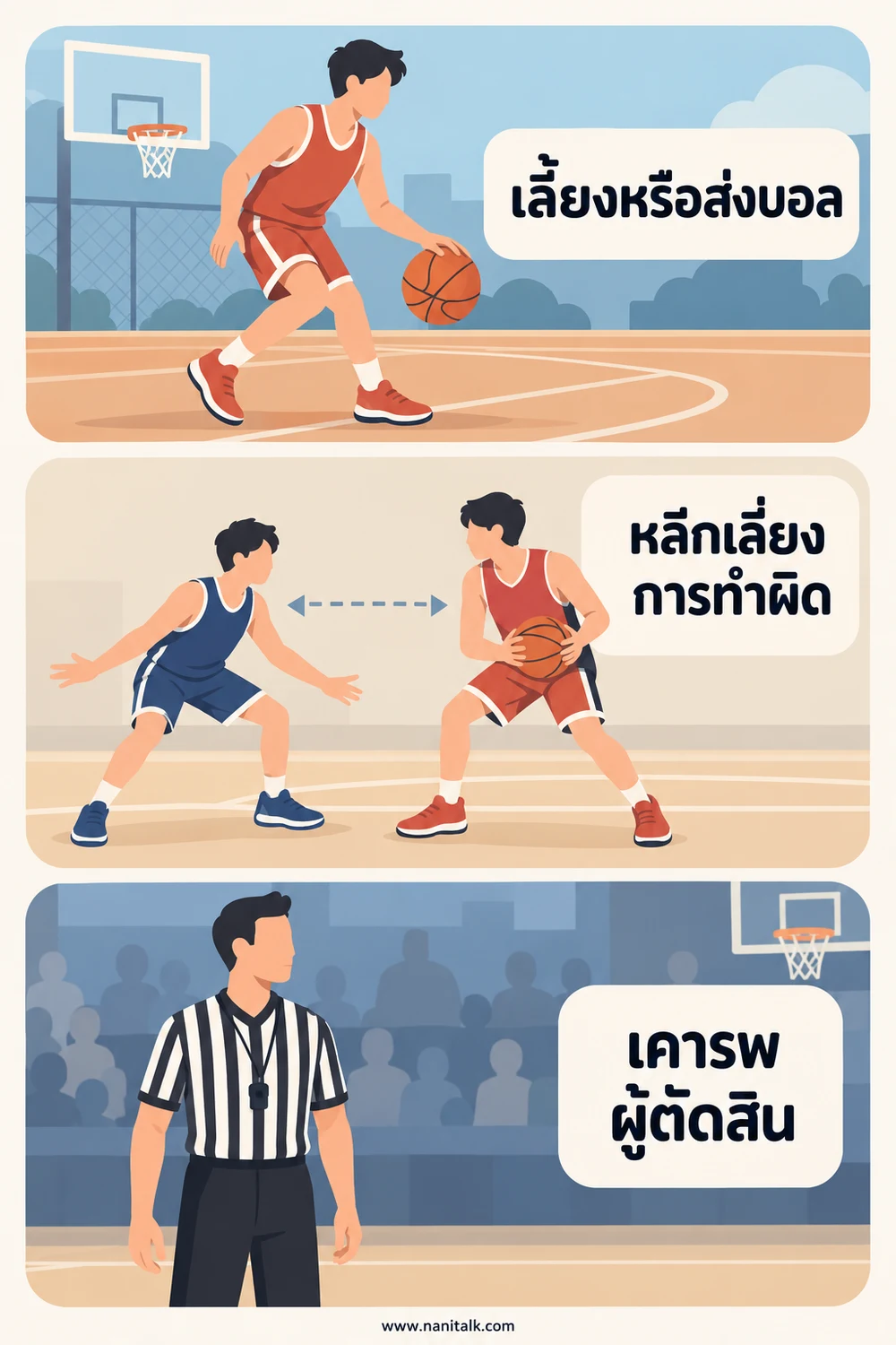 การเลี้ยงบอล การเสียบอล และการฟาวล์ดูอย่างไร